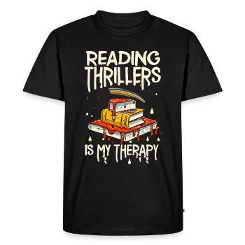 Reading Thrillers Is My Therapy - Men's Premium Organic T-Shirt - black - Front - Nico (187cm)