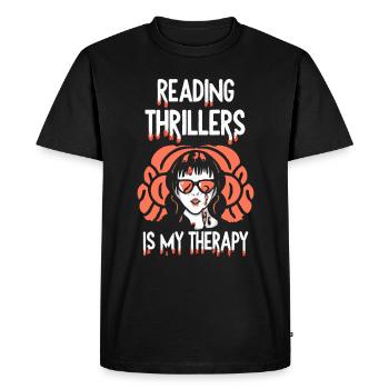 Reading Thrillers Is My Therapy - Men's Premium Organic T-Shirt - black - Front - Nico (187cm)