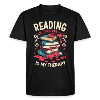 Reading Thrillers Is My Therapy - Men's Premium Organic T-Shirt - black - Front - Nico (187cm)