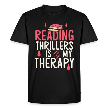 Reading Thrillers Is My Therapy - Men's Premium Organic T-Shirt - black - Front - Nico (187cm)