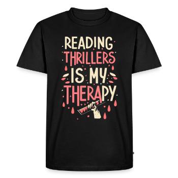 Reading Thrillers Is My Therapy - Men's Premium Organic T-Shirt - black - Front - Nico (187cm)