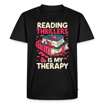 Reading Thrillers Is My Therapy - Men's Premium Organic T-Shirt - black - Front - Nico (187cm)