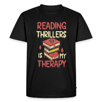Reading Thrillers Is My Therapy - Men's Premium Organic T-Shirt - black - Front - Nico (187cm)