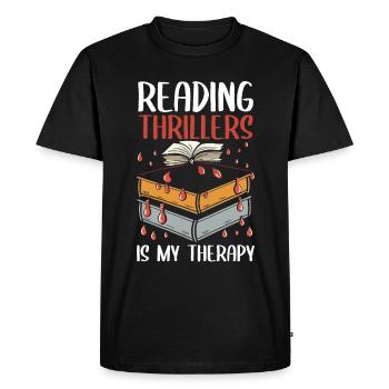 Reading Thrillers Is My Therapy - Men's Premium Organic T-Shirt - black - Front - Nico (187cm)