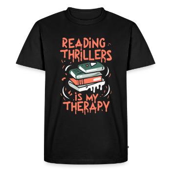 Reading Thrillers Is My Therapy - Men's Premium Organic T-Shirt - black - Front - Nico (187cm)