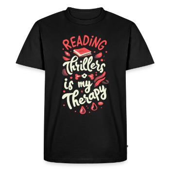 Reading Thrillers Is My Therapy - Men's Premium Organic T-Shirt - black - Front - Nico (187cm)