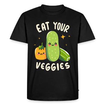 Mangez vos légumes Amateur de légumes Végétalien Végétalien - T-shirt Premium bio Homme - noir - Devant - Nico (187cm)