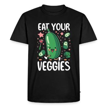 Mangez vos légumes Amateur de légumes Végétalien Végétalien - T-shirt Premium bio Homme - noir - Devant - Nico (187cm)