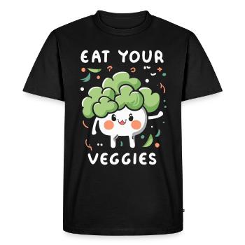 Mangez vos légumes Amateur de légumes Végétalien Végétalien - T-shirt Premium bio Homme - noir - Devant - Nico (187cm)