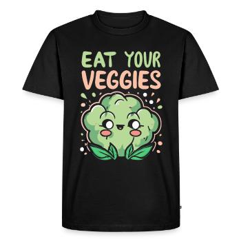 Mangez vos légumes Amateur de légumes Végétalien Végétalien - T-shirt Premium bio Homme - noir - Devant - Nico (187cm)