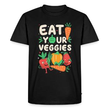 Mangez vos légumes Amateur de légumes Végétalien Végétalien - T-shirt Premium bio Homme - noir - Devant - Nico (187cm)