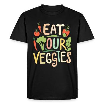 Mangez vos légumes Amateur de légumes Végétalien Végétalien - T-shirt Premium bio Homme - noir - Devant - Nico (187cm)