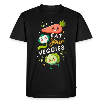 Mangez vos légumes Amateur de légumes Végétalien Végétalien - T-shirt Premium bio Homme - noir - Devant - Nico (187cm)