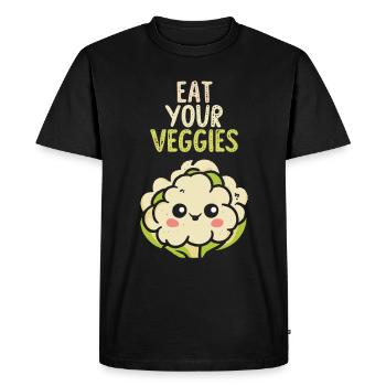 Mangez vos légumes Amateur de légumes Végétalien Végétalien - T-shirt Premium bio Homme - noir - Devant - Nico (187cm)
