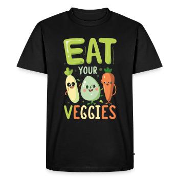 Mangez vos légumes Amateur de légumes Végétalien Végétalien - T-shirt Premium bio Homme - noir - Devant - Nico (187cm)