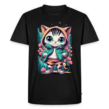 chaton kawaii mignon japon - T-shirt Premium bio Homme - noir - Devant - Nico (187cm)