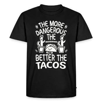 T-shirt Tacos & Adventure – Dangereusement bon ! - T-shirt Premium bio Homme - noir - Devant - Nico (187cm)