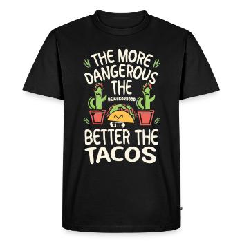 T-shirt Tacos & Adventure – Dangereusement bon ! - T-shirt Premium bio Homme - noir - Devant - Nico (187cm)