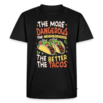 T-shirt Tacos & Adventure – Dangereusement bon ! - T-shirt Premium bio Homme - noir - Devant - Nico (187cm)
