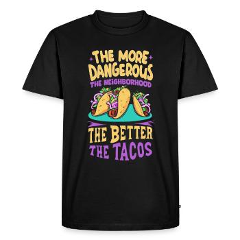 T-shirt Tacos & Adventure – Dangereusement bon ! - T-shirt Premium bio Homme - noir - Devant - Nico (187cm)