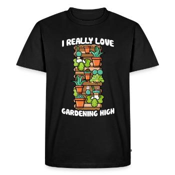 I Really Love Gardening High Vertical Garden Love - Men's Premium Organic T-Shirt - black - Front - Nico (187cm)