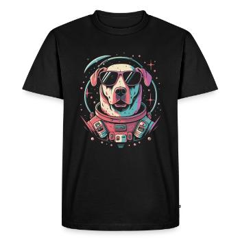 Chemise Labrador de l’espace rétro oeuvre colorée - T-shirt Premium bio Homme - noir - Devant - Nico (187cm)