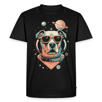 Chemise Labrador de l’espace rétro oeuvre colorée - T-shirt Premium bio Homme - noir - Devant - Nico (187cm)