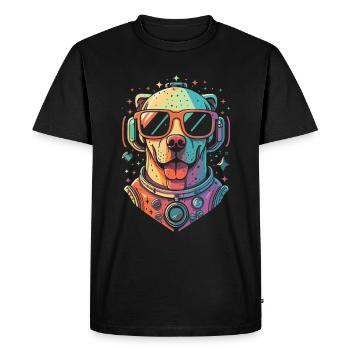 Chemise Labrador de l’espace rétro oeuvre colorée - T-shirt Premium bio Homme - noir - Devant - Nico (187cm)