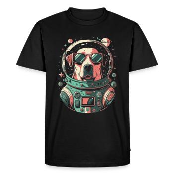 Chemise Labrador de l’espace rétro oeuvre colorée - T-shirt Premium bio Homme - noir - Devant - Nico (187cm)