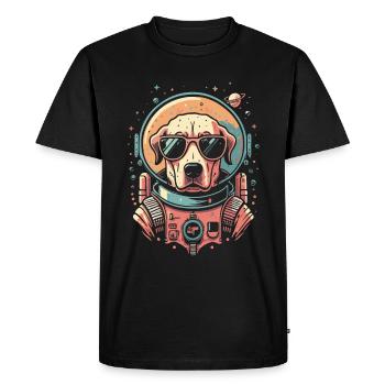 Chemise Labrador de l’espace rétro oeuvre colorée - T-shirt Premium bio Homme - noir - Devant - Nico (187cm)