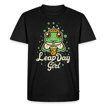 Fille du jour bissextile 29 février anniversaire grenouille bulle - T-shirt Premium bio Homme - noir - Devant - Nico (187cm)