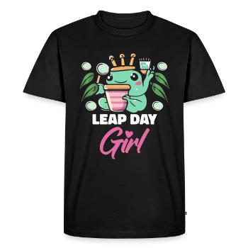 Fille du jour bissextile 29 février anniversaire grenouille bulle - T-shirt Premium bio Homme - noir - Devant - Nico (187cm)