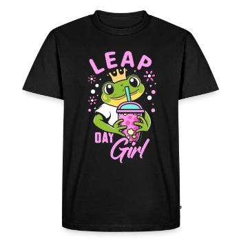 Fille du jour bissextile 29 février anniversaire grenouille bulle - T-shirt Premium bio Homme - noir - Devant - Nico (187cm)