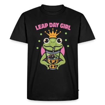 Fille du jour bissextile 29 février anniversaire grenouille bulle - T-shirt Premium bio Homme - noir - Devant - Nico (187cm)
