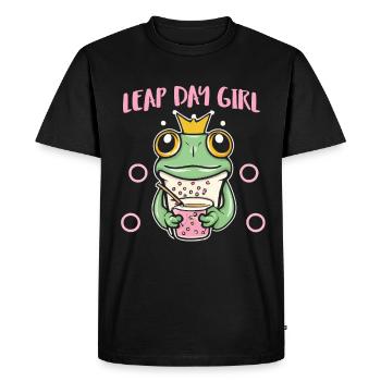 Fille du jour bissextile 29 février anniversaire grenouille bulle - T-shirt Premium bio Homme - noir - Devant - Nico (187cm)