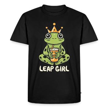 Fille du jour bissextile 29 février anniversaire grenouille bulle - T-shirt Premium bio Homme - noir - Devant - Nico (187cm)