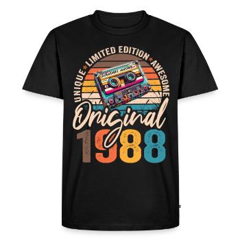 Vintage Né 1988 Anniversaire Original 1988 - T-shirt Premium bio Homme - noir - Devant - Nico (187cm)