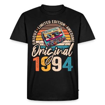 Vintage Né 1994 Anniversaire Original 1994 - T-shirt Premium bio Homme - noir - Devant - Nico (187cm)
