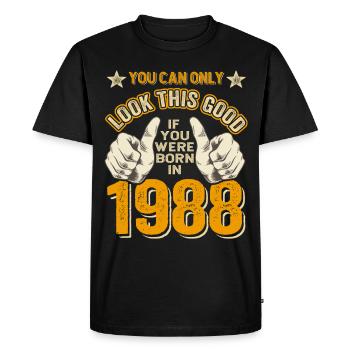 Anniversaire 1988 Né en 1988 né en 1988 - T-shirt Premium bio Homme - noir - Devant - Nico (187cm)