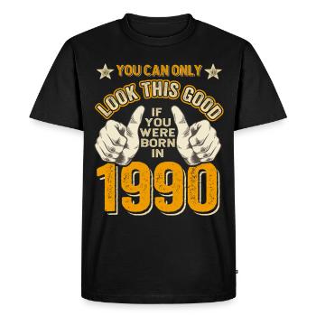 Anniversaire 1990 Né en 1990 Né en 1990 - T-shirt Premium bio Homme - noir - Devant - Nico (187cm)