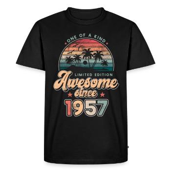Anniversaire 1957 Palmiers - T-shirt Premium bio Homme - noir - Devant - Nico (187cm)