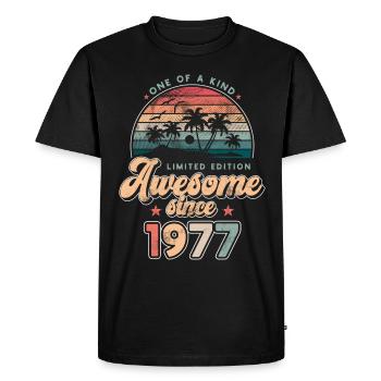 Anniversaire 1977 Palmiers - T-shirt Premium bio Homme - noir - Devant - Nico (187cm)