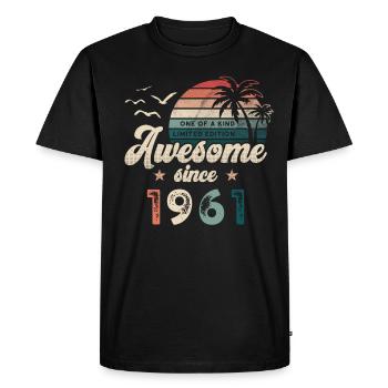 Anniversaire 1961 Palmiers - T-shirt Premium bio Homme - noir - Devant - Nico (187cm)