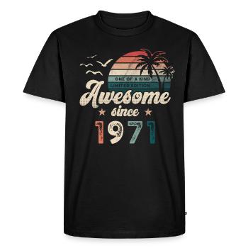 Anniversaire 1971 Palmiers - T-shirt Premium bio Homme - noir - Devant - Nico (187cm)