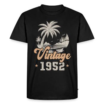 Anniversaire 1952 Palmiers - T-shirt Premium bio Homme - noir - Devant - Nico (187cm)