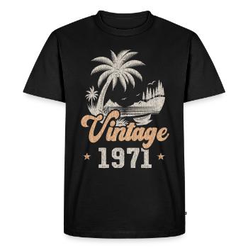 Anniversaire 1971 Palmiers - T-shirt Premium bio Homme - noir - Devant - Nico (187cm)