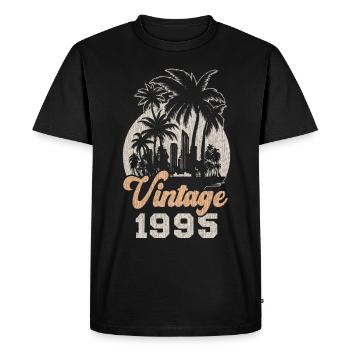 Vintage 1995 Birthday Palm Trees - Men's Premium Organic T-Shirt - black - Front - Nico (187cm)