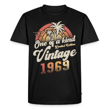 Millésime 1969 Anniversaire Palmiers - T-shirt Premium bio Homme - noir - Devant - Nico (187cm)