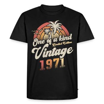 Millésime 1971 Anniversaire Palmiers - T-shirt Premium bio Homme - noir - Devant - Nico (187cm)