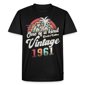 Millésime 1961 Anniversaire Palmiers - T-shirt Premium bio Homme - noir - Devant - Nico (187cm)